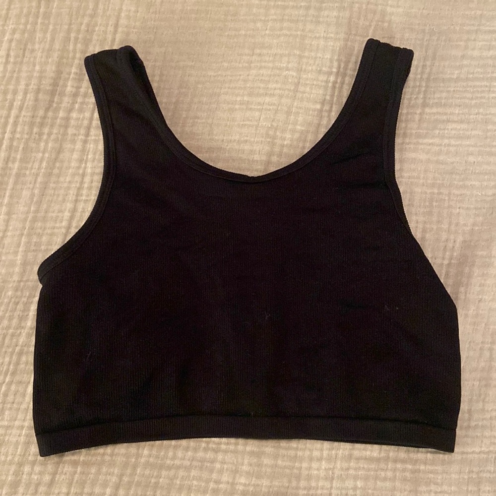 Aerie black ribbed sports bra